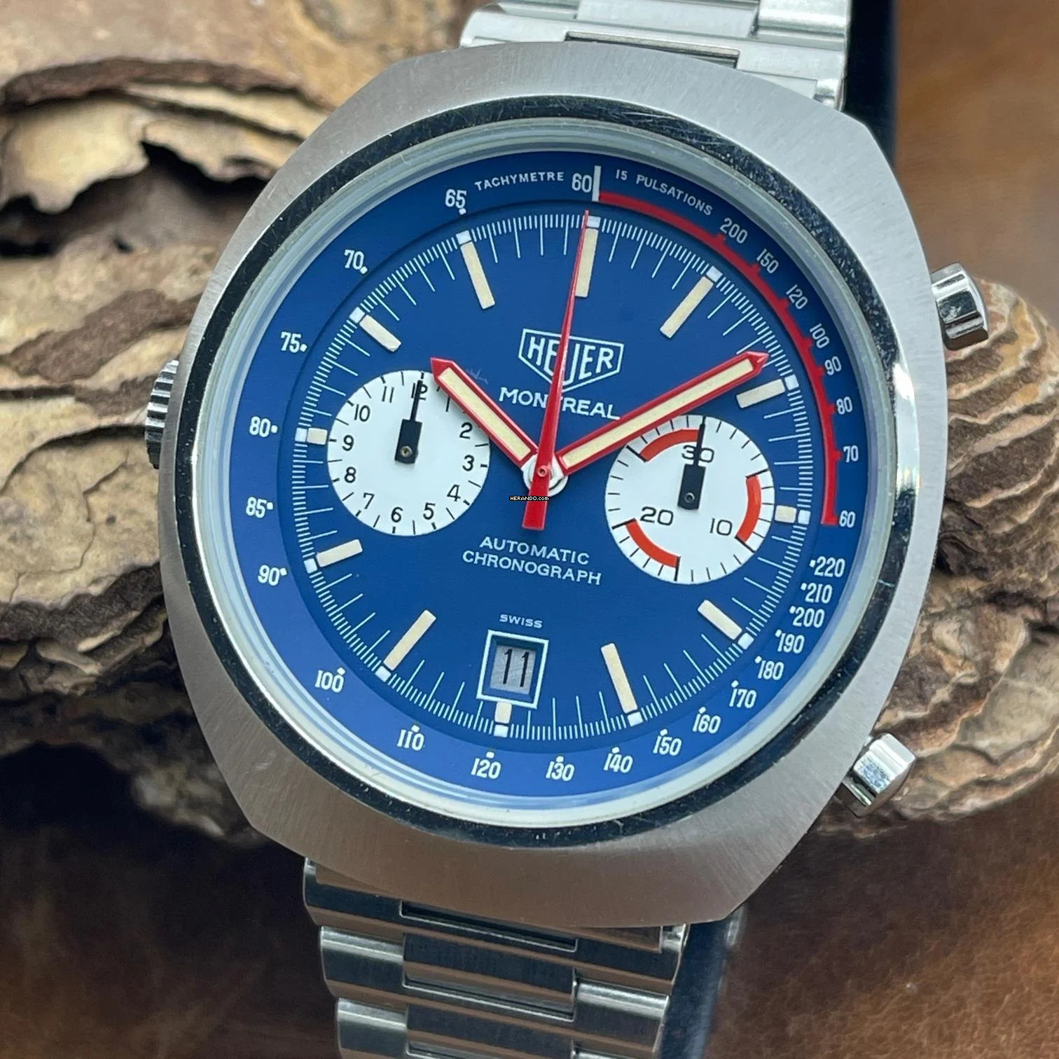Heuer Montreal Automatik Chronograph - Ref. 110.503 VINTAGE - UNPOLISHED - FOLDED HEUER BRACELET