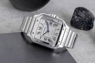 Thumbnail von Cartier Santos Stahl Automatik Herrenuhr Medium WSSA0010 B&P 2018
