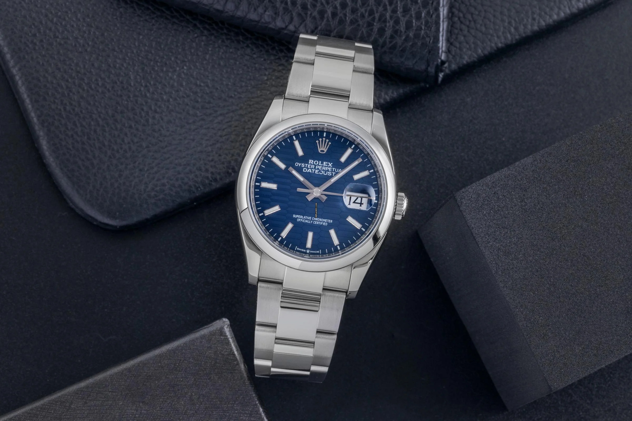 Rolex Datejust 36 Blue Dial Oyster Edelstahl Automatik Herrenuhr Ref. 126200 B&P