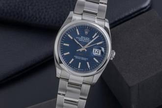Thumbnail von Rolex Datejust 36 Blue Dial Oyster Edelstahl Automatik Herrenuhr Ref. 126200 B&P