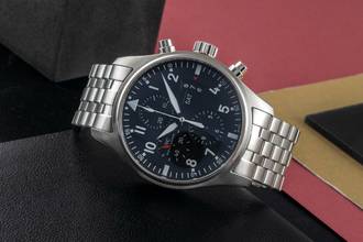 Thumbnail von IWC Fliegeruhr Chronograph Stahl Automatik Herrenuhr Ref. IW377704 B&P 2018