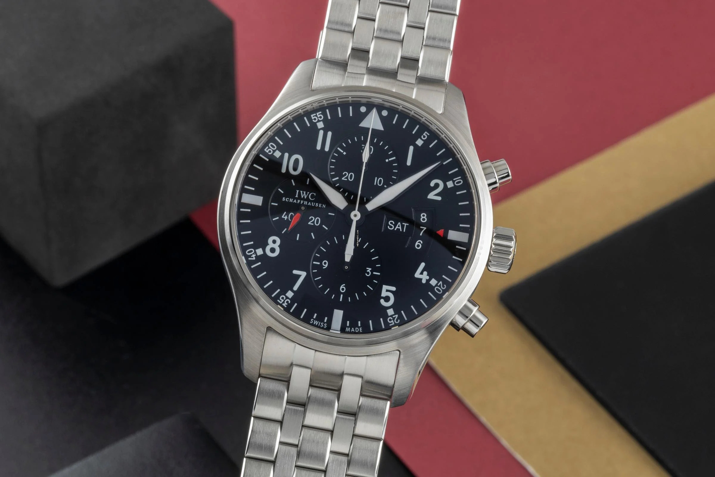 IWC Fliegeruhr Chronograph Stahl Automatik Herrenuhr Ref. IW377704 B&P 2018