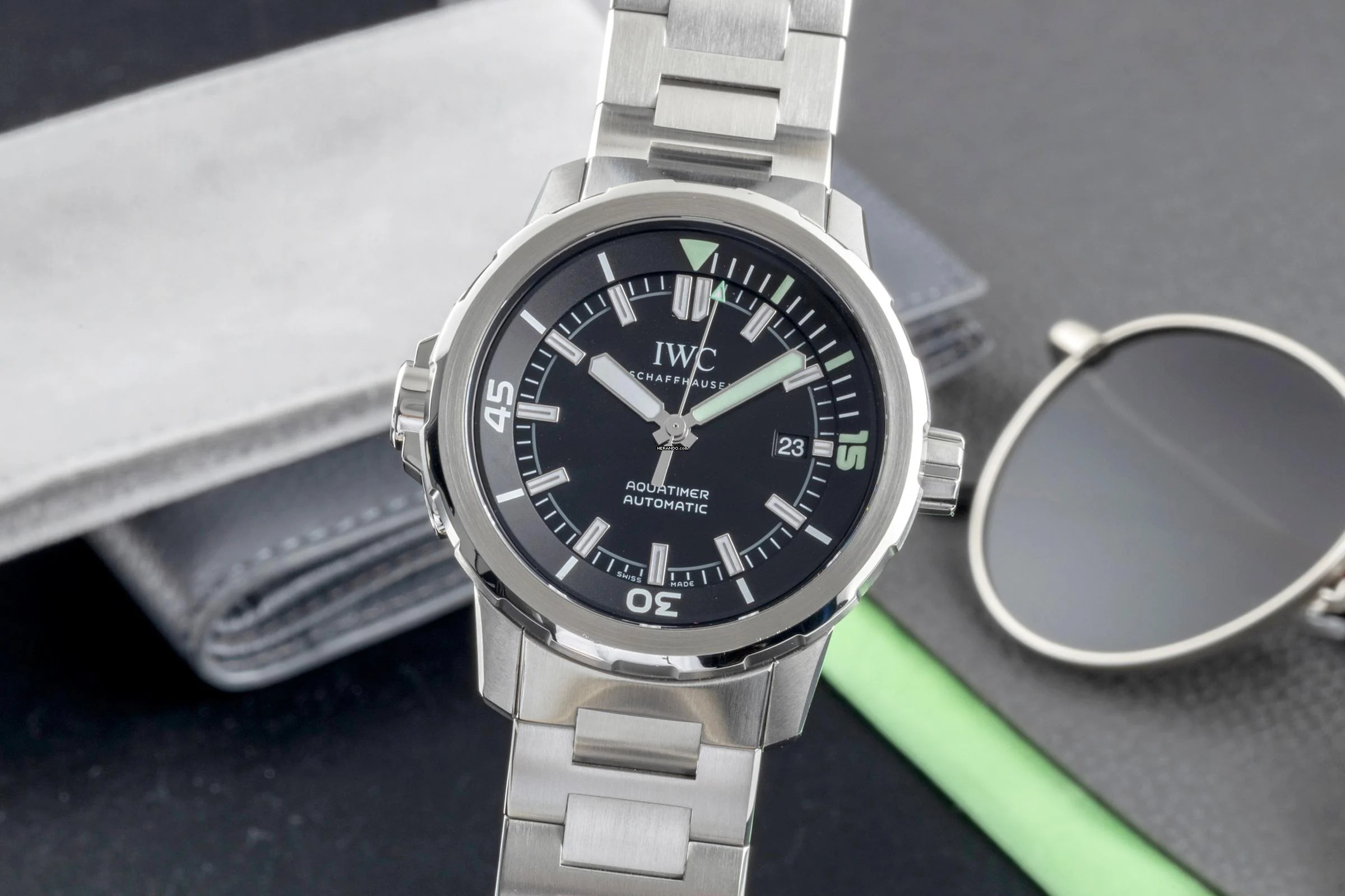 IWC Aquatimer Automatic Black Dial Edelstahl Automatik Herrenuhr Ref. IW329002 B&P 2015