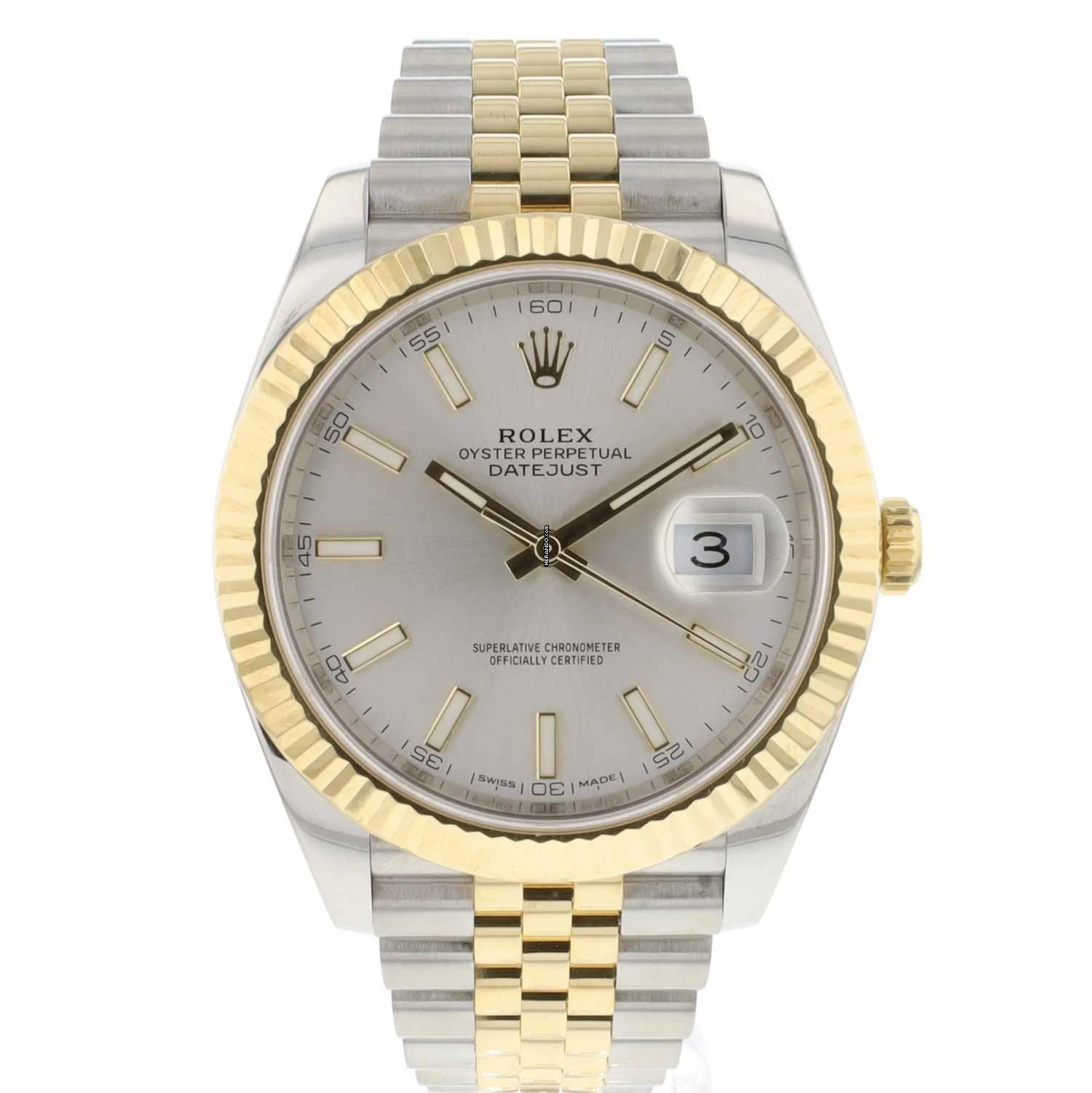 Rolex Datejust 41 Steel/Gold Jubilee Fluted Silver Dial