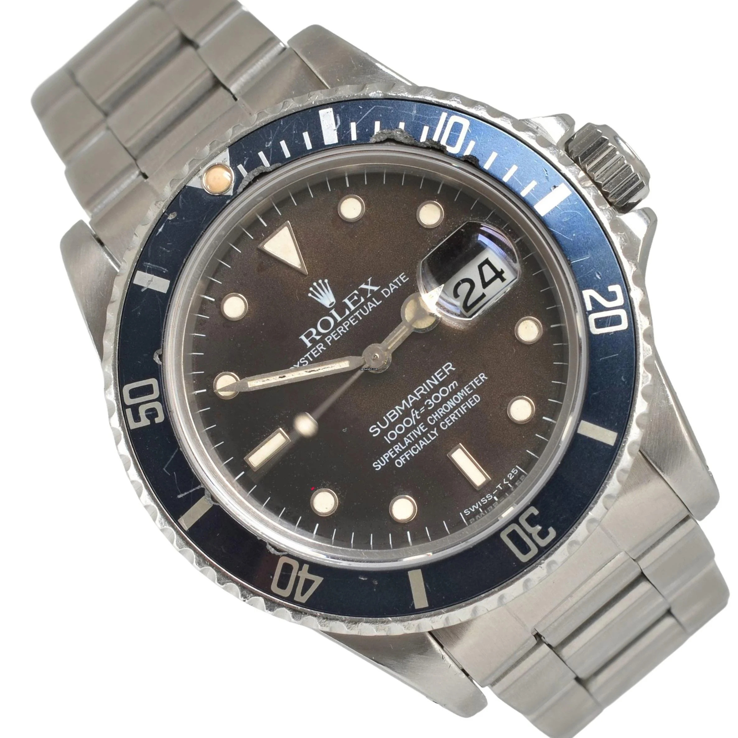 Rolex Submariner Date 16800 Date matt brown tritium dial 1985 Full Set