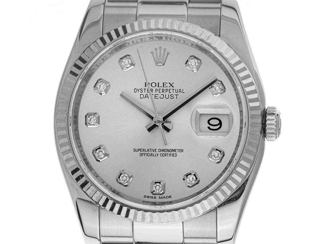 Rolex Datejust 36 Ref.116234 2013 Full Set wie Neu Vintage Datejust Stahl 18kt Weißgold Diamanten