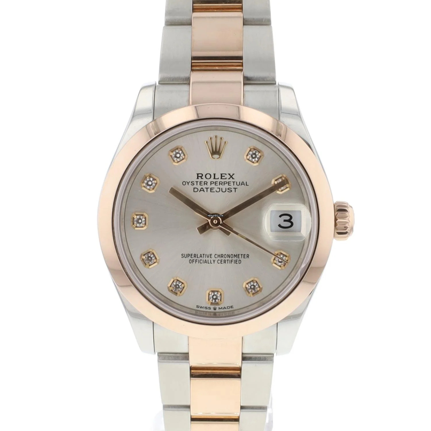 Rolex Datejust 31 Steel/Everose Silver Diamond Dial