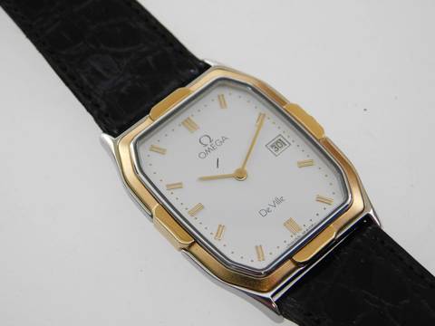  Omega De Ville Herrenuhr im Full Set nahezu N.O.S v 1987 incl Erstkaufrechnung seltene Version mit 18 Karat massiv Gelbgoldlünette 