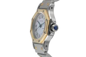 Thumbnail von Cartier Santos Lady Stahl / Gold Automatik Damenuhr Ref. 0907 Klassiker Box