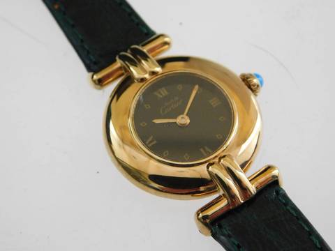  Cartier Vermeil Tank Le Must Colisee im Top Zustand mit Krokoband 