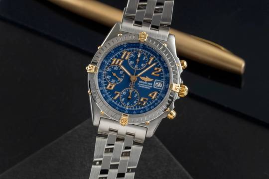  Breitling Chronomat Vitesse Chronograph Stahl / Gold Automatik Ref B13350 Papers 