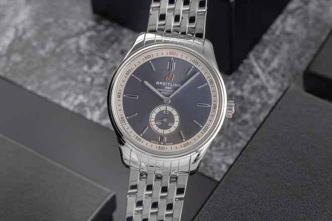  Breitling Premier Automatik 40 Stahl Herrenuhr Ref. A37340351B1A1 B&P 