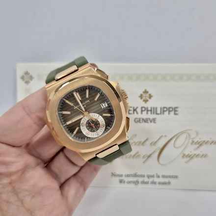  Patek Philippe Nautilus Flyback Chronograph Ouro Rosé 40.5mm Automático Completo 