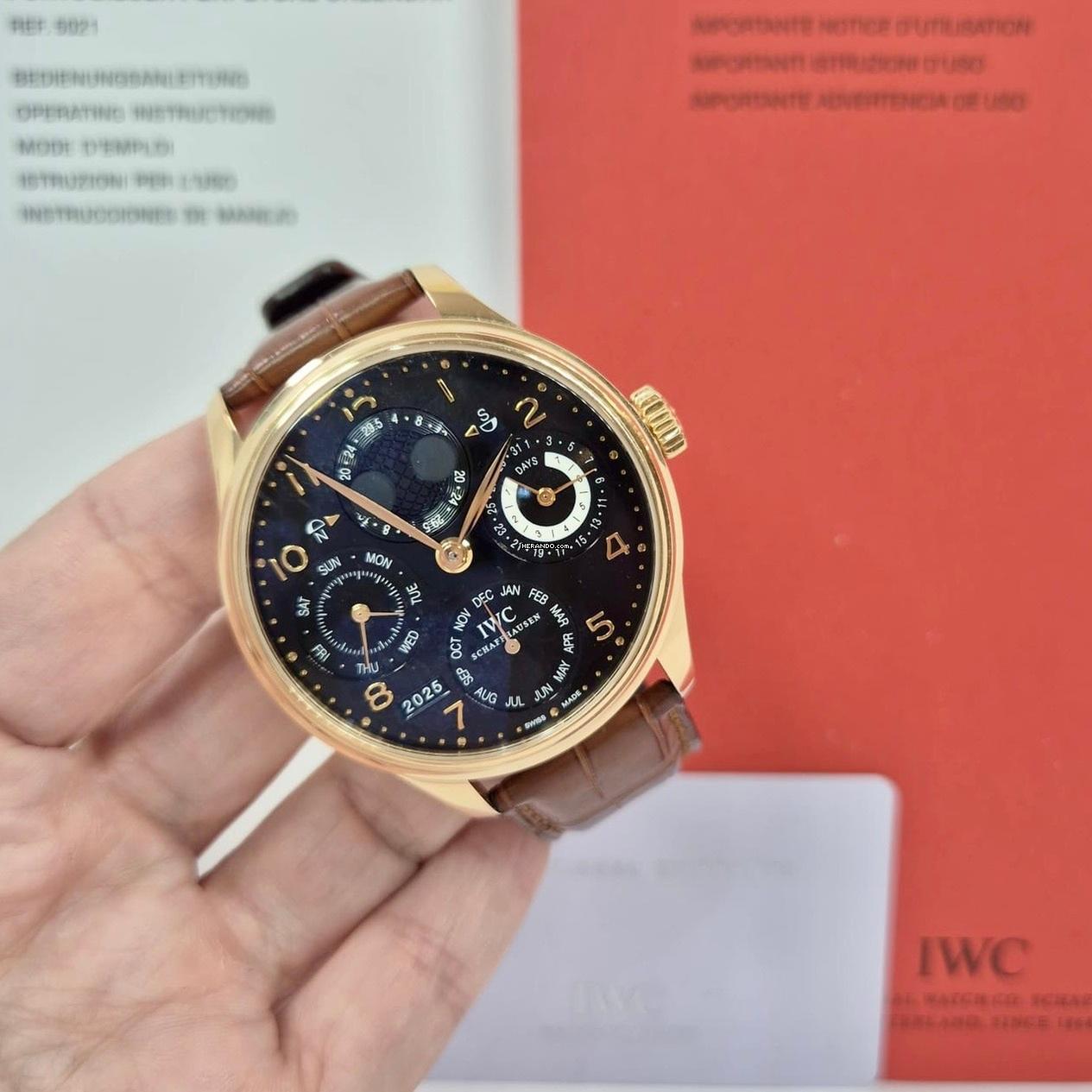 IWC Portugieser Ewiger Kalender Portuguese Perpetual Calendar Moonphase Ouro Rosé 44mm Automático Completo