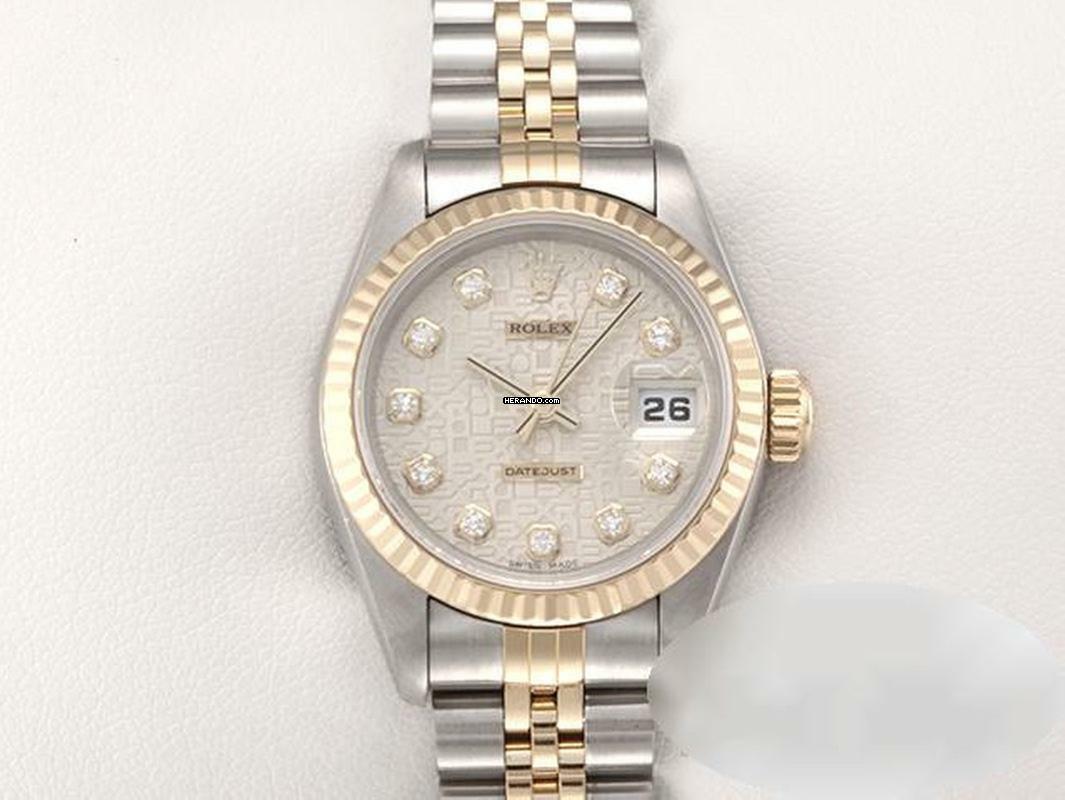 Rolex Lady-Datejust Edelstahl Gelbgold 750 Diamanten Automatik Gold Stahl Damen Stainless Steel 18kt Yellow Gold Jubilé-band Chronometer Oyster