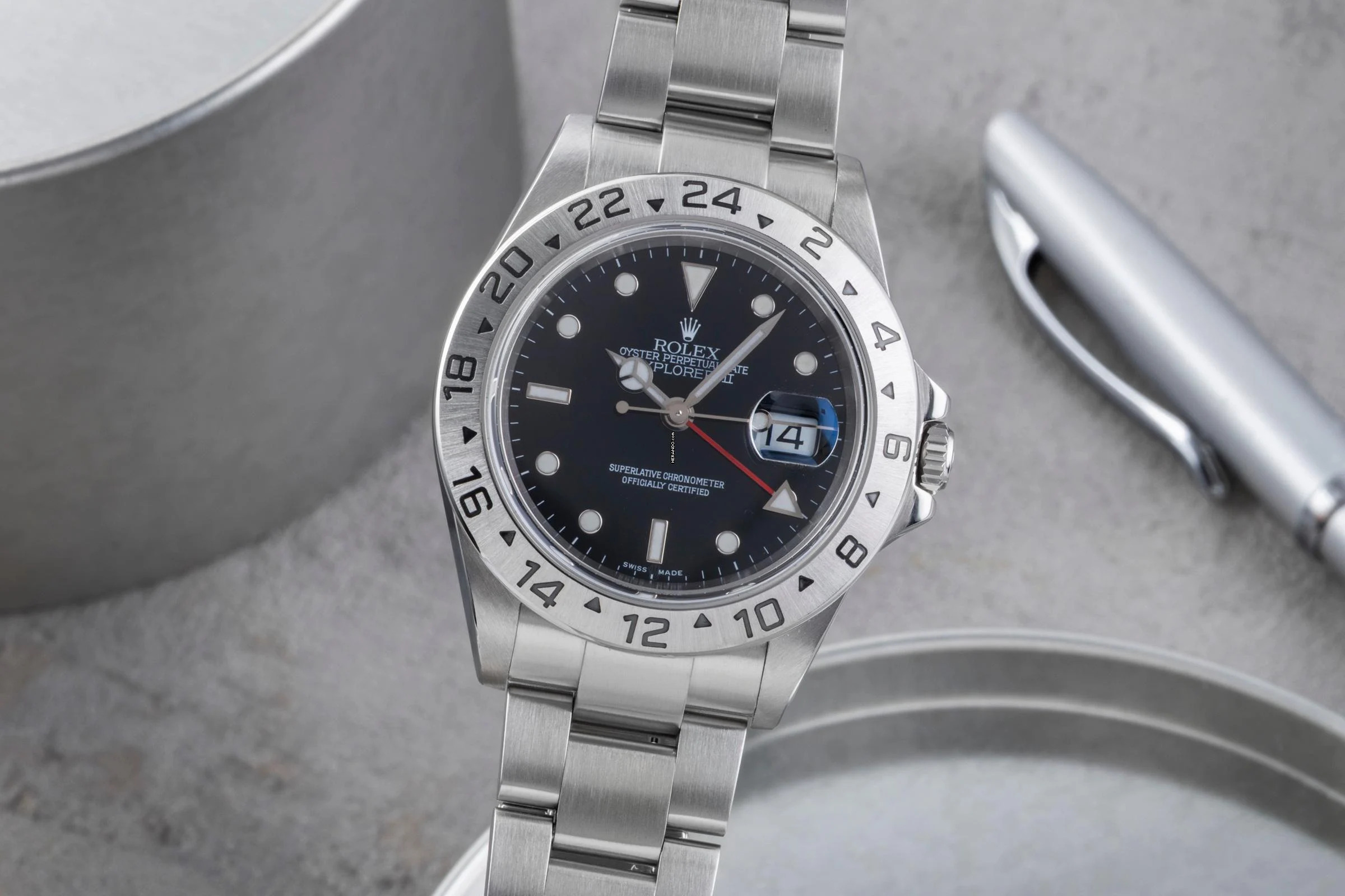 Rolex Explorer II Automatik Edelstahl Datum Herrenuhr Ref. 16570 T D-Serie