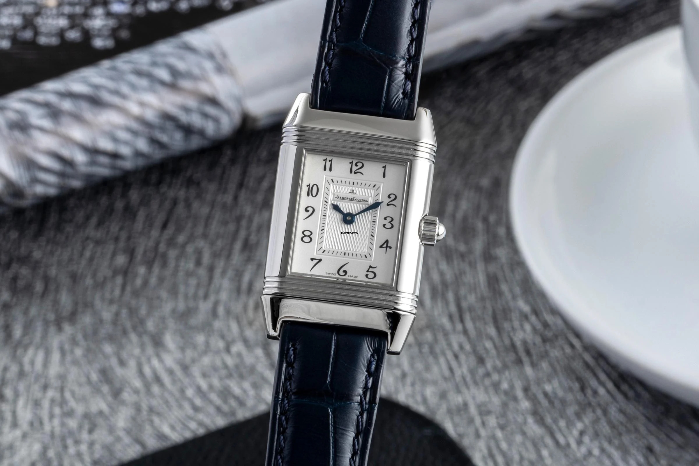 Jaeger-LeCoultre Reverso Stahl Diamanten Handaufzug Ref. Q266845W B&P 2005