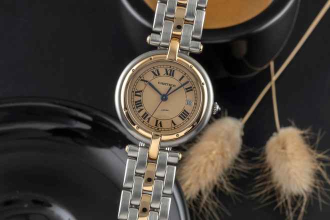  Cartier Cougar Panthere Ronde 2 Row Lady Stahl / Gold Damenuhr Ref. 183964 Klassiker 
