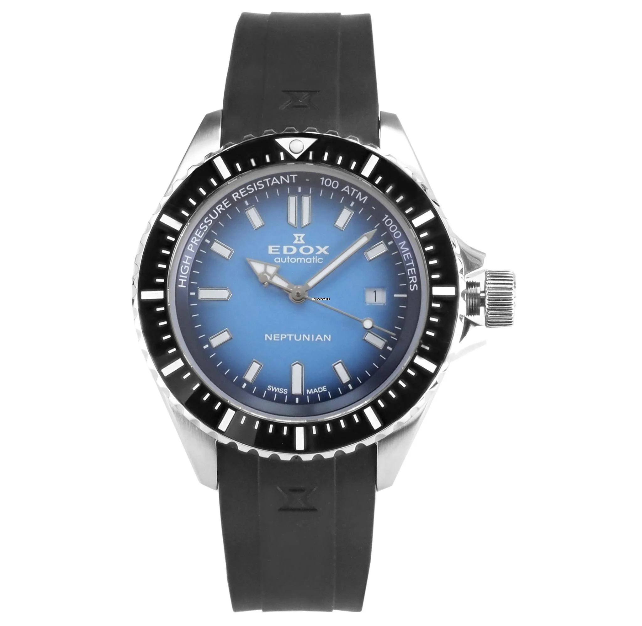 Edox Herren Uhr Automatik Skydiver 80120 3NCA BUIDN Swiss Made Ø 44 mm
