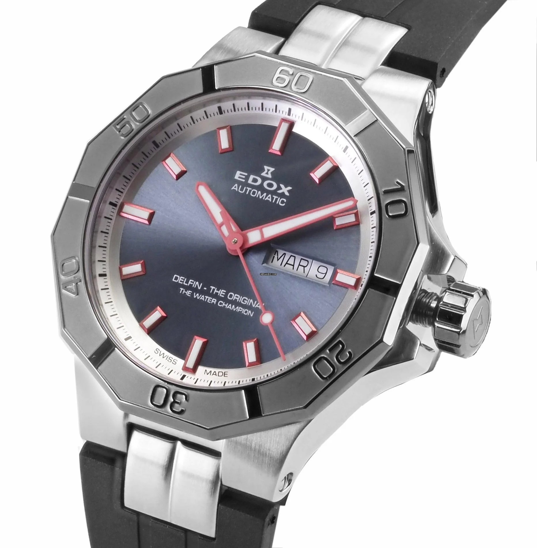 Edox Herren Uhr Automatik 88008 3GCA BGO Swiss Made Delfin 43 mm Ø Neu