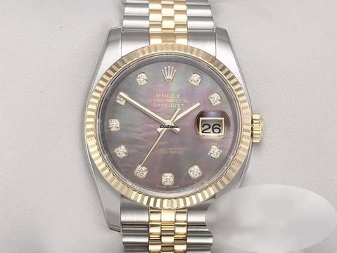  Rolex Datejust 36 36mm 116233 Perlmutt Diamanten Stahl Gelbgold 750 Automatik Stainless Steel 18kt Yellow Gold Jubilé-band Chronometer Oyster 