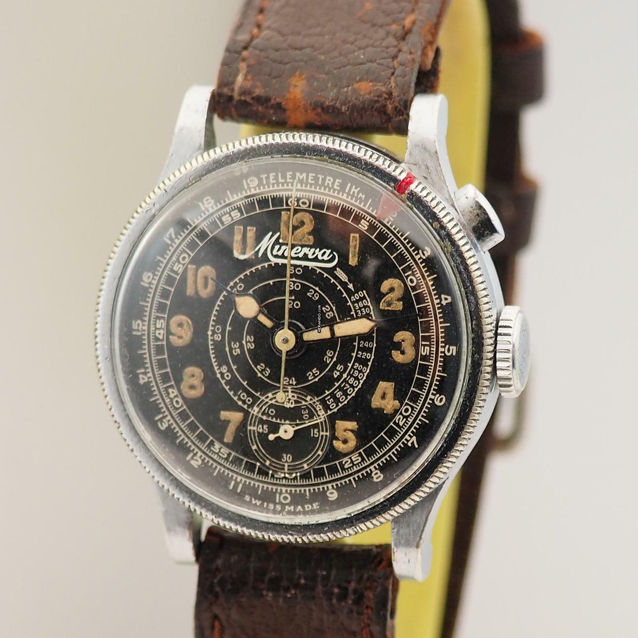 Minerva Monopusher Chronograph WW2 Schnecken-Tachymeter very rare