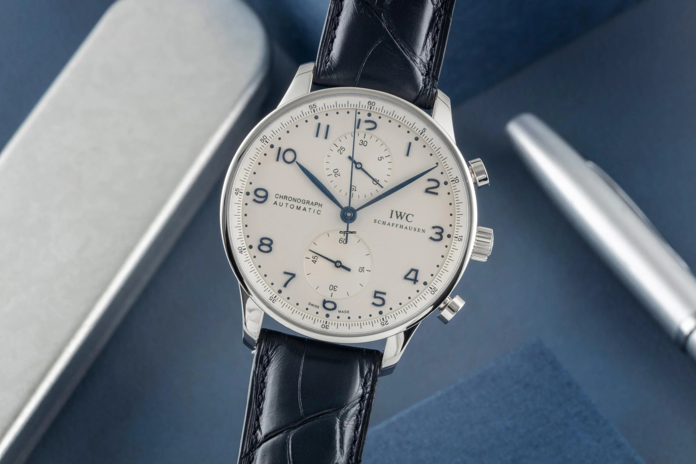 IWC Portugieser Chronograph Stahl Automatik Herrenuhr IW371446 Papiere 2014