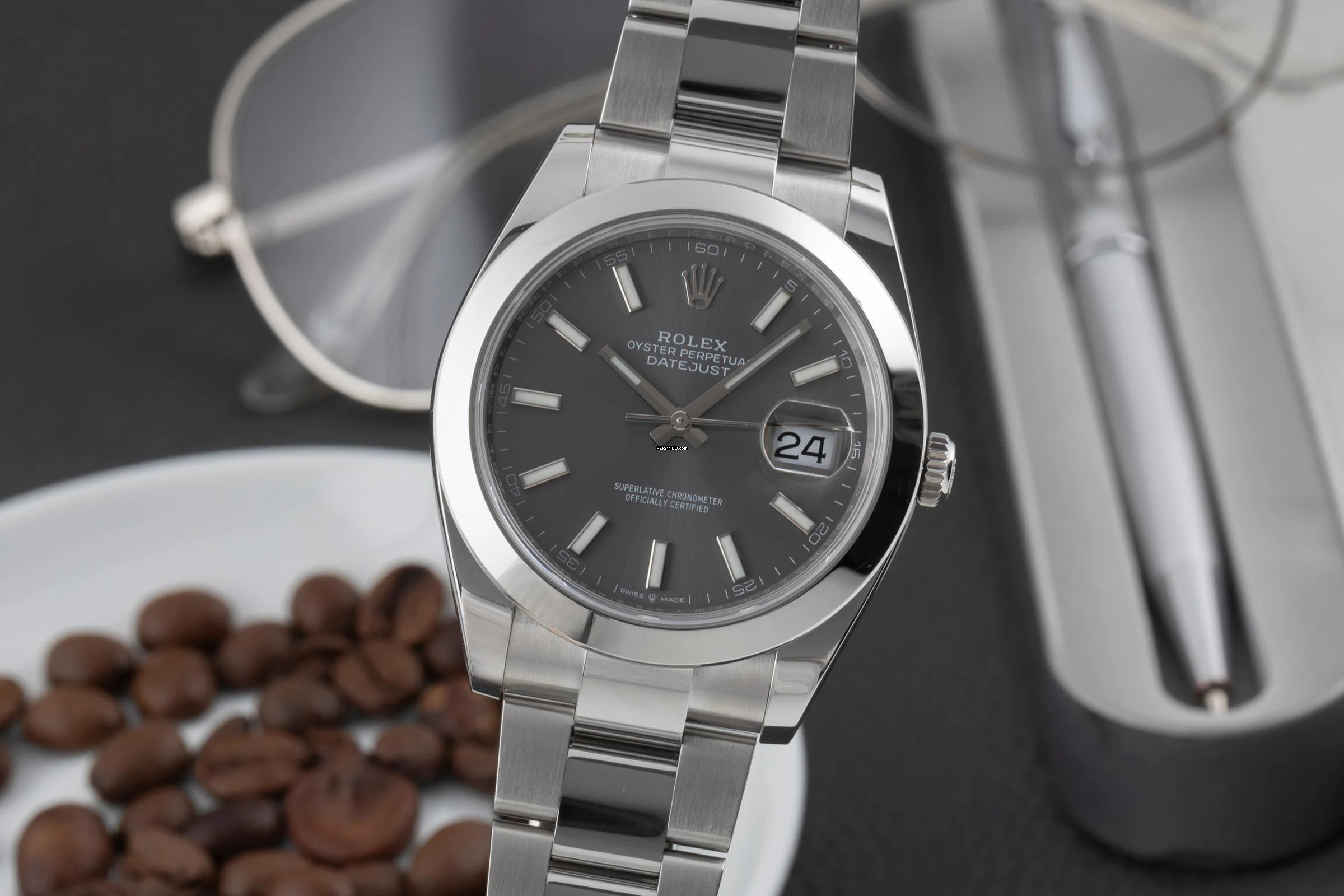 Rolex Datejust 41 Silver Dial Edelstahl Automatik Herrenuhr Ref. 126300 B&P 2024