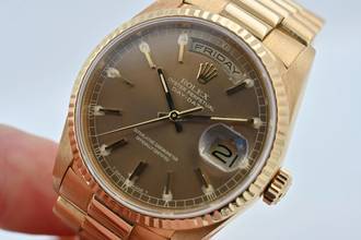 Thumbnail von Rolex Day-Date 36 Oyster Perpetual Day Date 18k Gold 18238 Havana Tropical Double Quickset