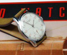 Thumbnail von Cyma MINT RARE HIGH GRADE CHRONOMETRE CHRONOMETER IN STEEL FROM THE 50'S