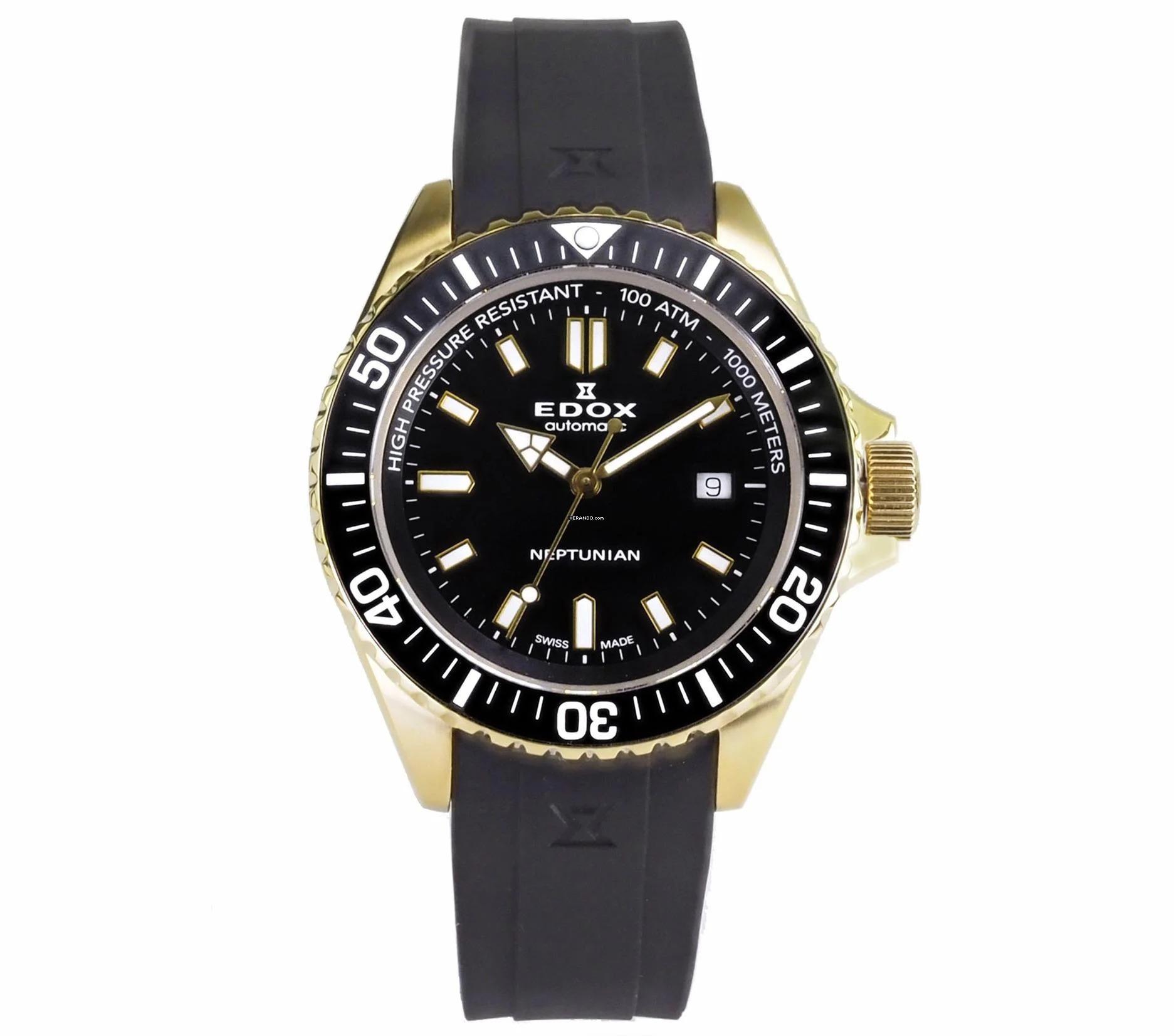 Edox Herren Uhr Automatik Neptunian 80120 37JCA NID Swiss Made Ø 44 mm 100 ATM