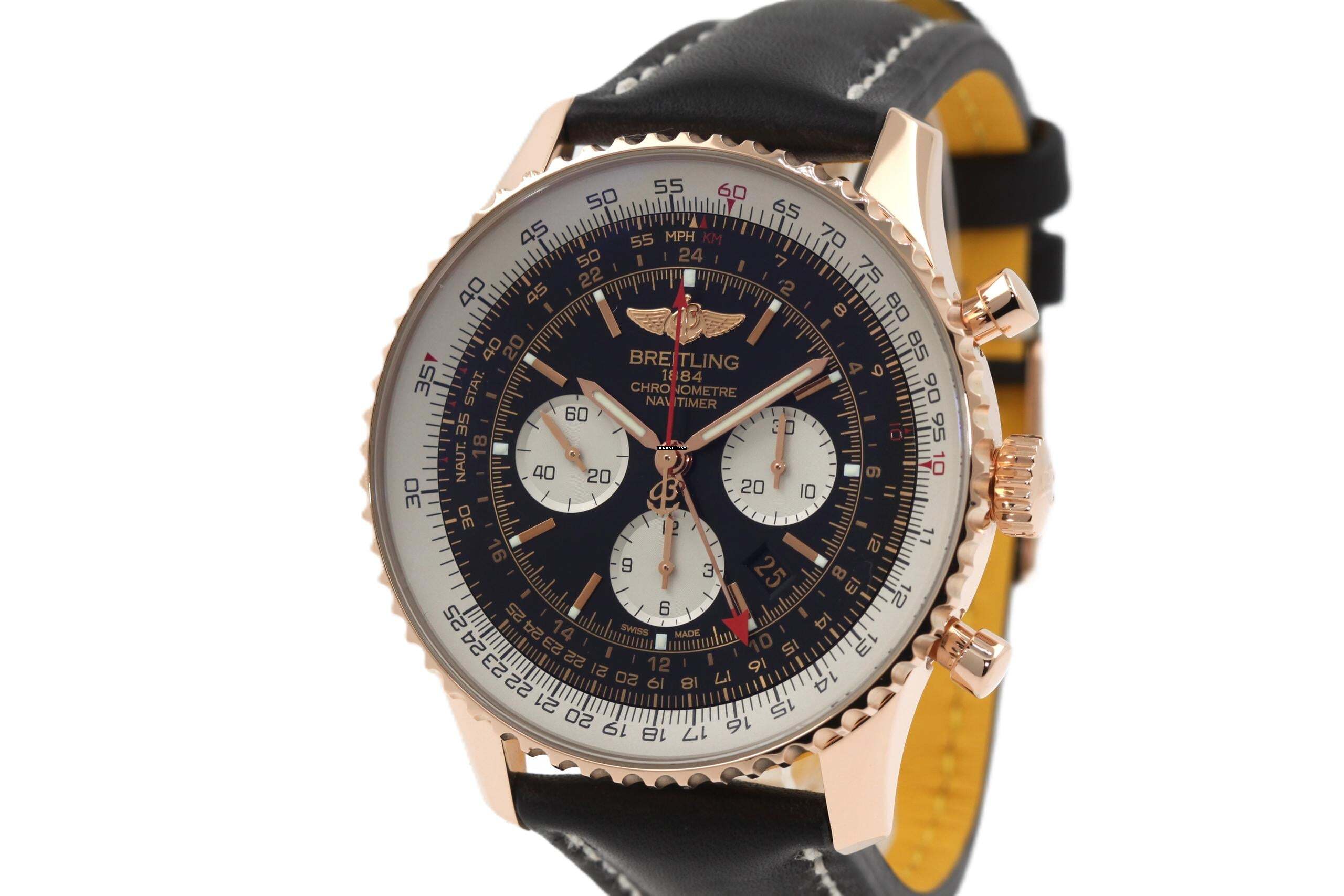 Breitling Navitimer GMT Limited 18K Rose Gold RB0441 Serviced by Breitling