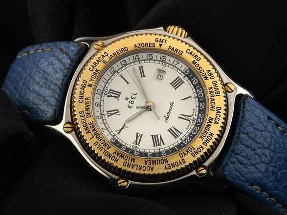  Ebel Voyager Weltzeituhr Ref.1124913-3001 1998 Full Set sehr gut Vintage Voyager Weltzeituhr Faltschließe 