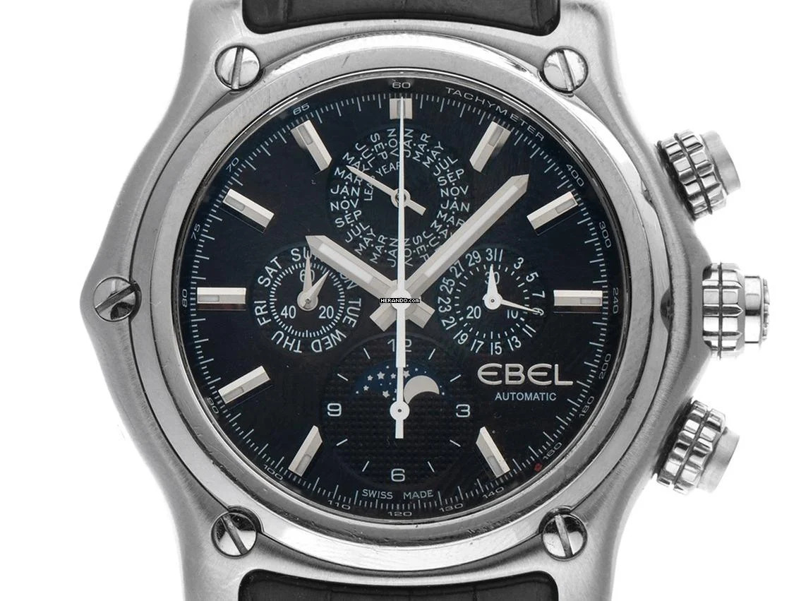 Ebel 1911 BTR Heritage Perpetual Calender Ref.E9288L70 2020 Full Set wie Neu Vintage Heritage 1911 BTR Vollkalender Perpetual Calendar Chronograph Mondphase Krokoleder Faltschließe