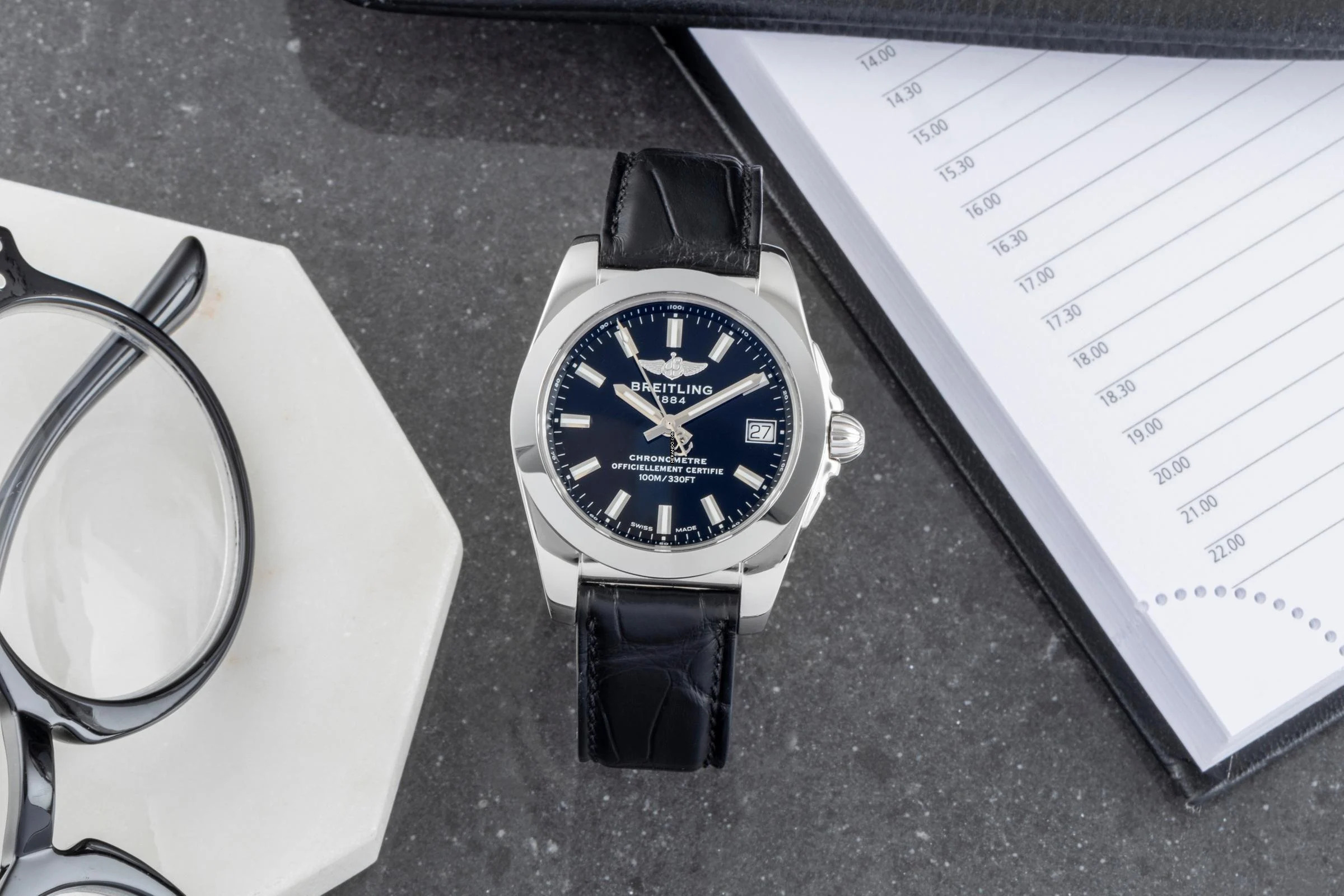 Breitling Galactic 36 Black Dial Edelstahl Quarz Herrenuhr Ref. W7433012/BE08