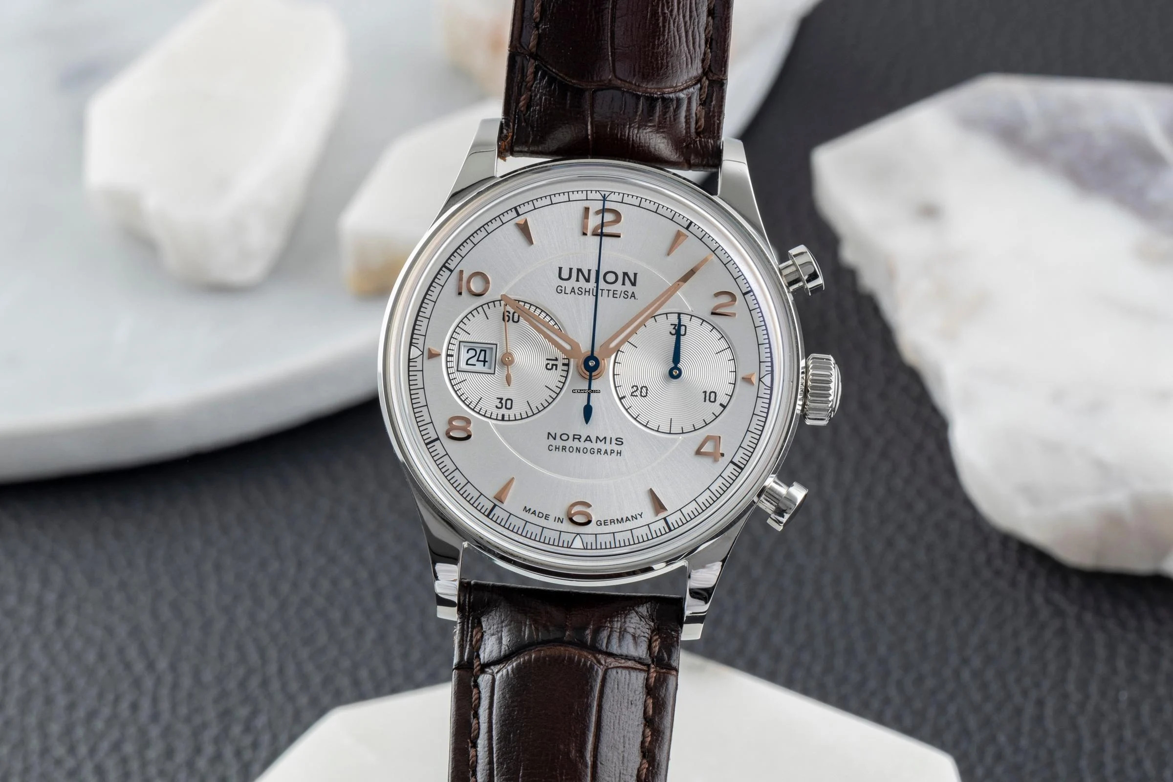 Union Glashütte Noramis Chronograph Stahl Automatik Ref. D012.427.16.037.01 B&P