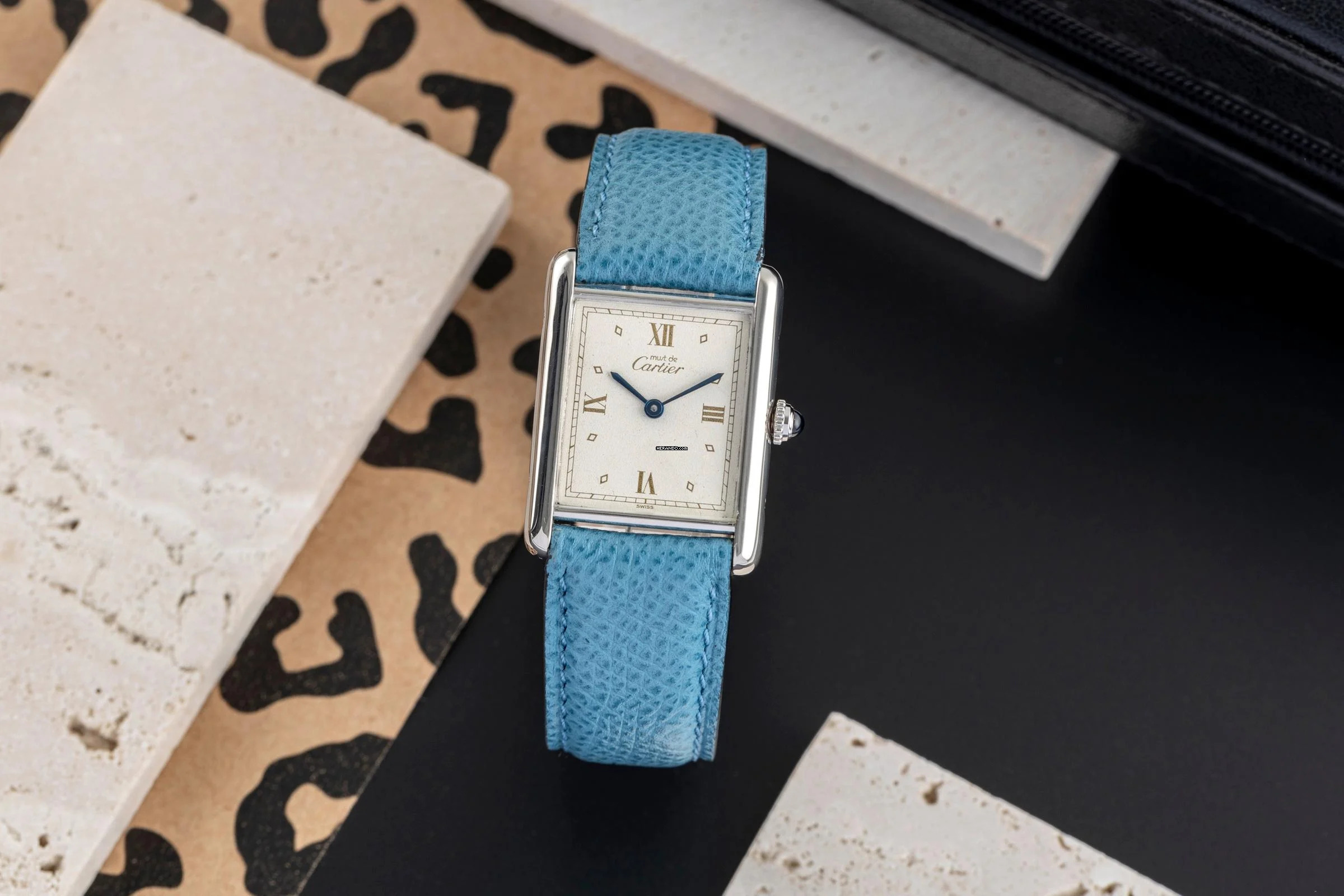 Cartier Tank must Tank LM 925 Silber Quarz Herrenuhr Medium Size Ref. 690006