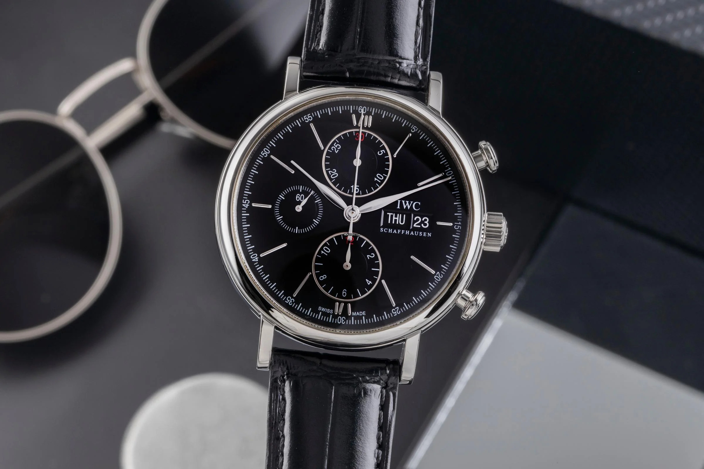 IWC Portofino Chronograph Black Dial Automatik Herrenuhr Ref. IW391002