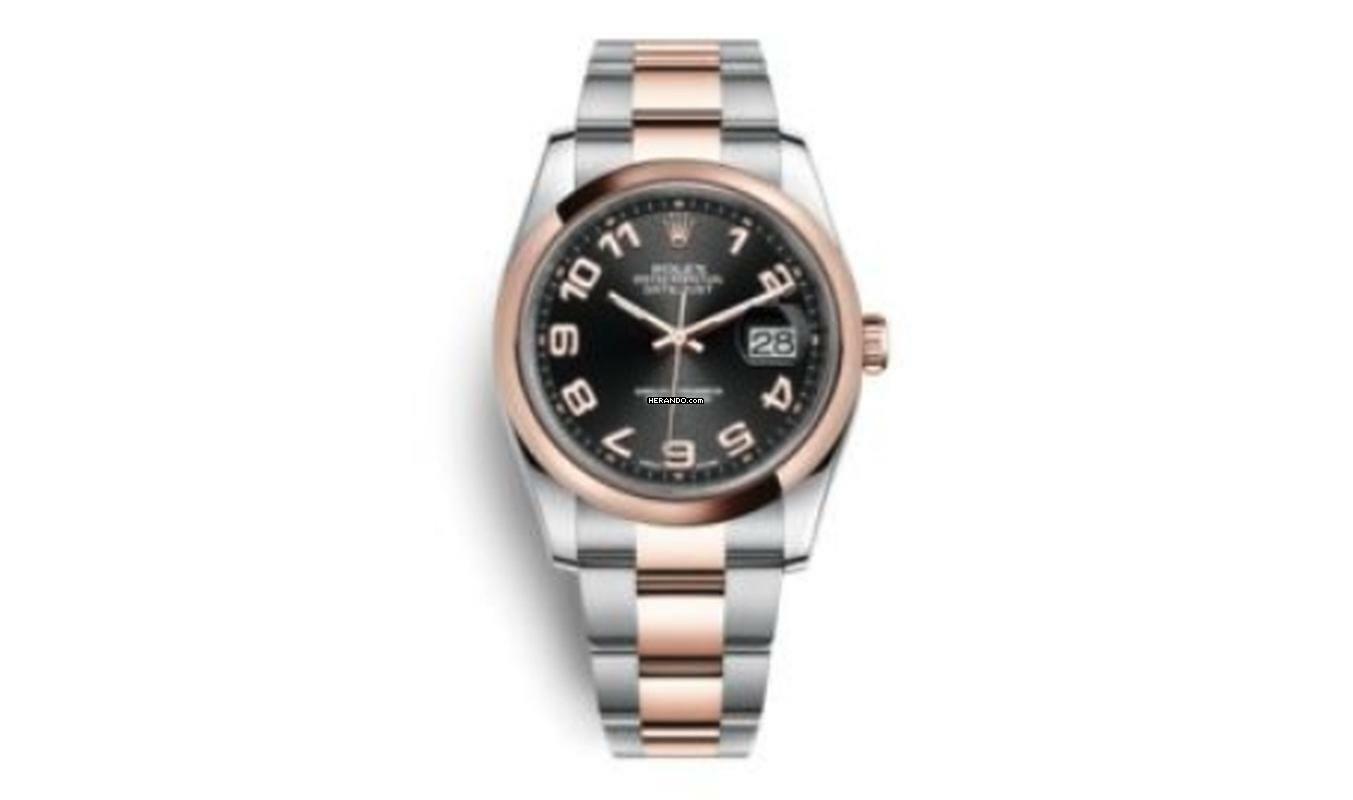 Rolex Datejust 36 36MM - Rolesor Everose - Black Arabic Dial - Roulette Date Wheel 116201 2012