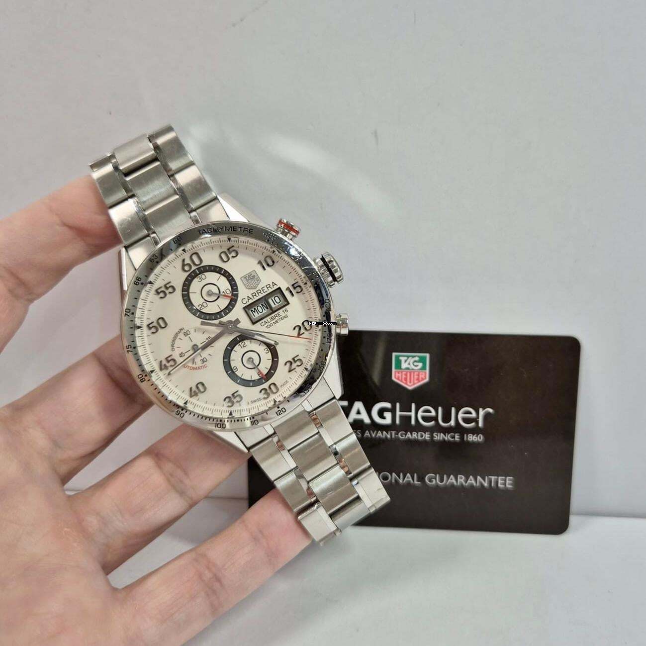 TAG Heuer Carrera Calibre 16 Dial Blanco Acero Completo de 43 mm Automático