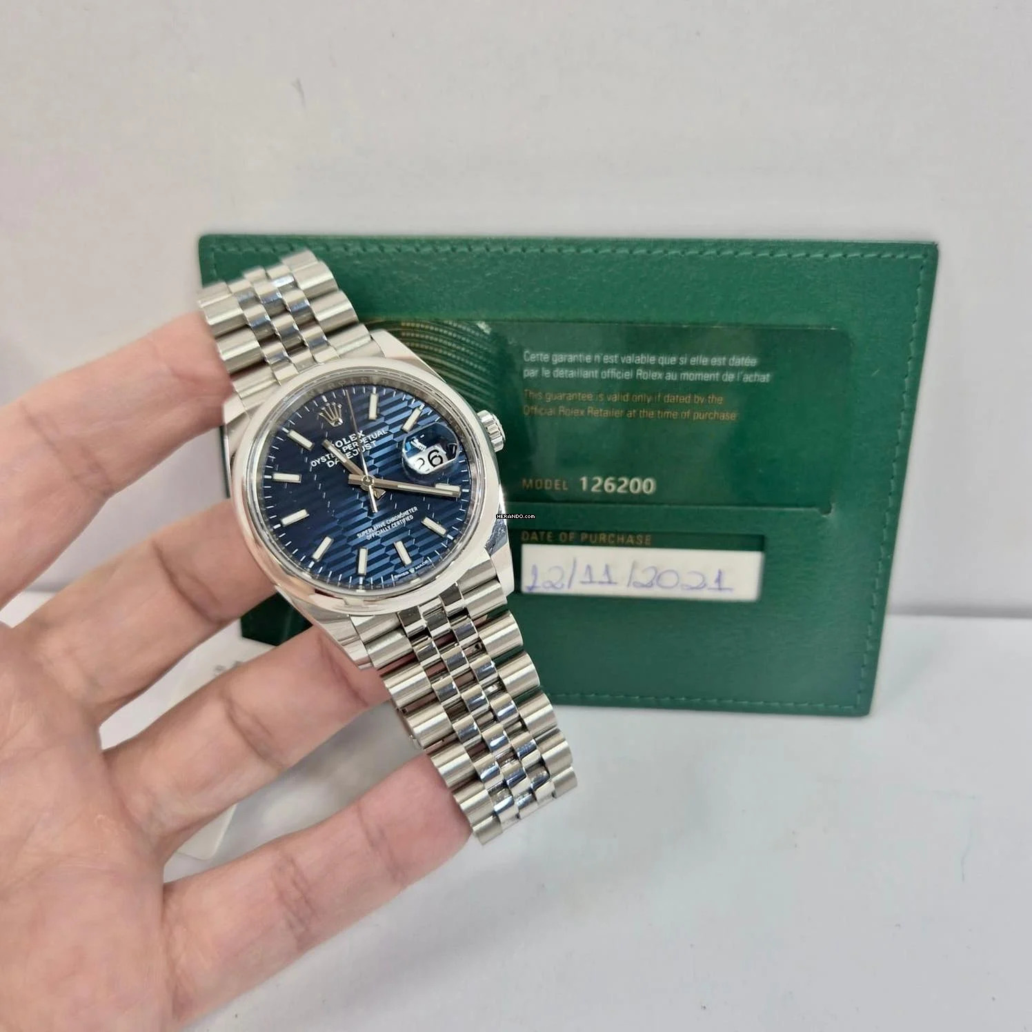 Rolex Datejust 36 Motif Blue Dial Jubilee Automático Completo
