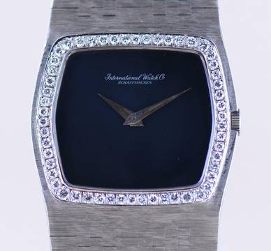  IWC 18K Weißgold Onyx Dresswatch 750 gold Jumbo Diamond Bezel Milanaise ultra rar 