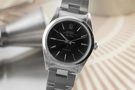  Rolex Air King 34 Black Dial Oyster Edelstahl Automatik Herrenuhr Ref. 14000 Box 