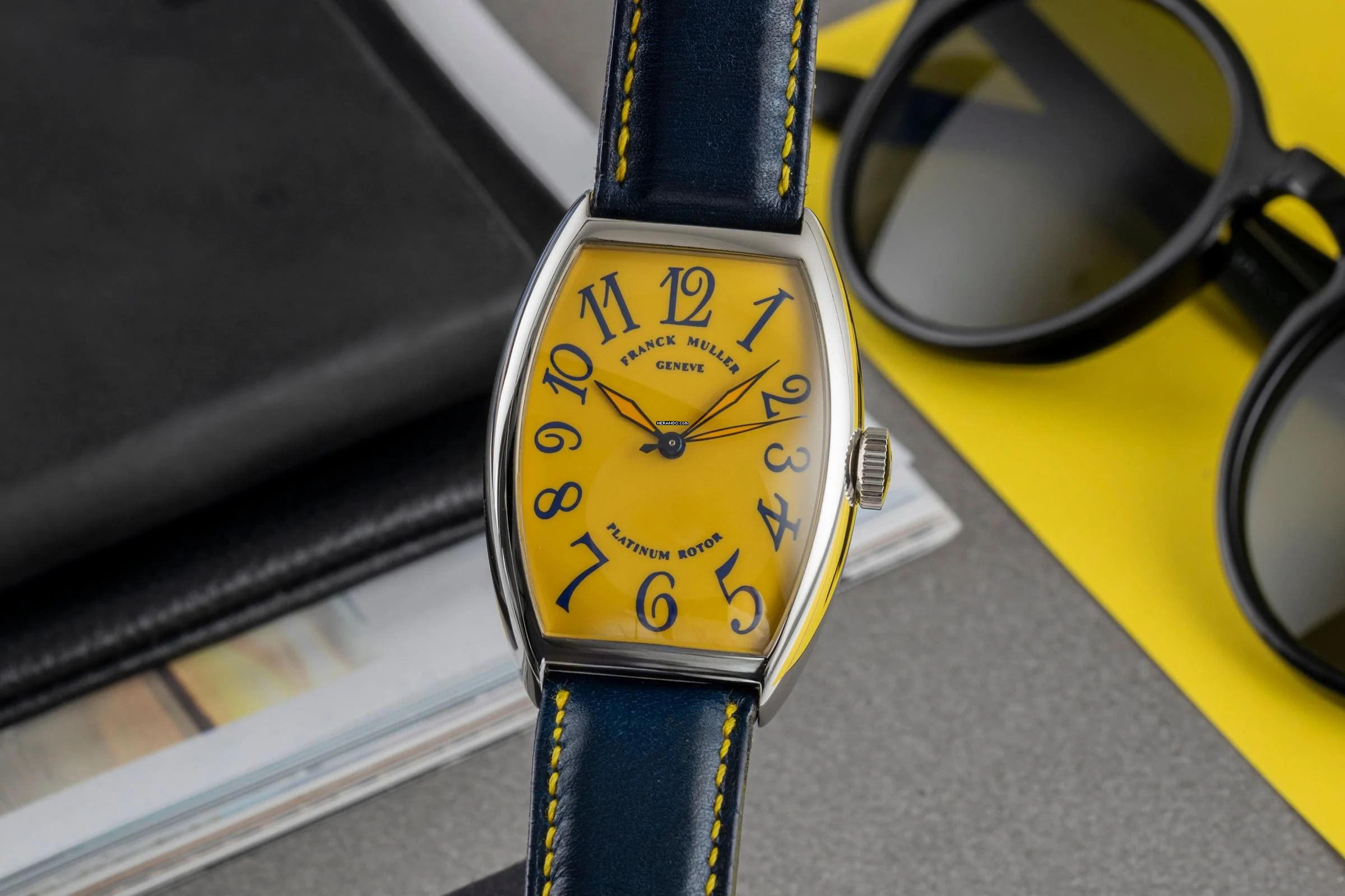 Franck Muller Casablanca Stahl Yellow Dial Automatik Herrenuhr Ref. 5850