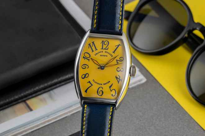  Franck Muller Casablanca Stahl Yellow Dial Automatik Herrenuhr Ref. 5850 