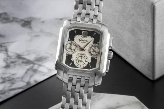  Glashütte Original Senator Karrée Karreè Edelstahl Chronograph Ref. 39-32-17-04-04 B&P 