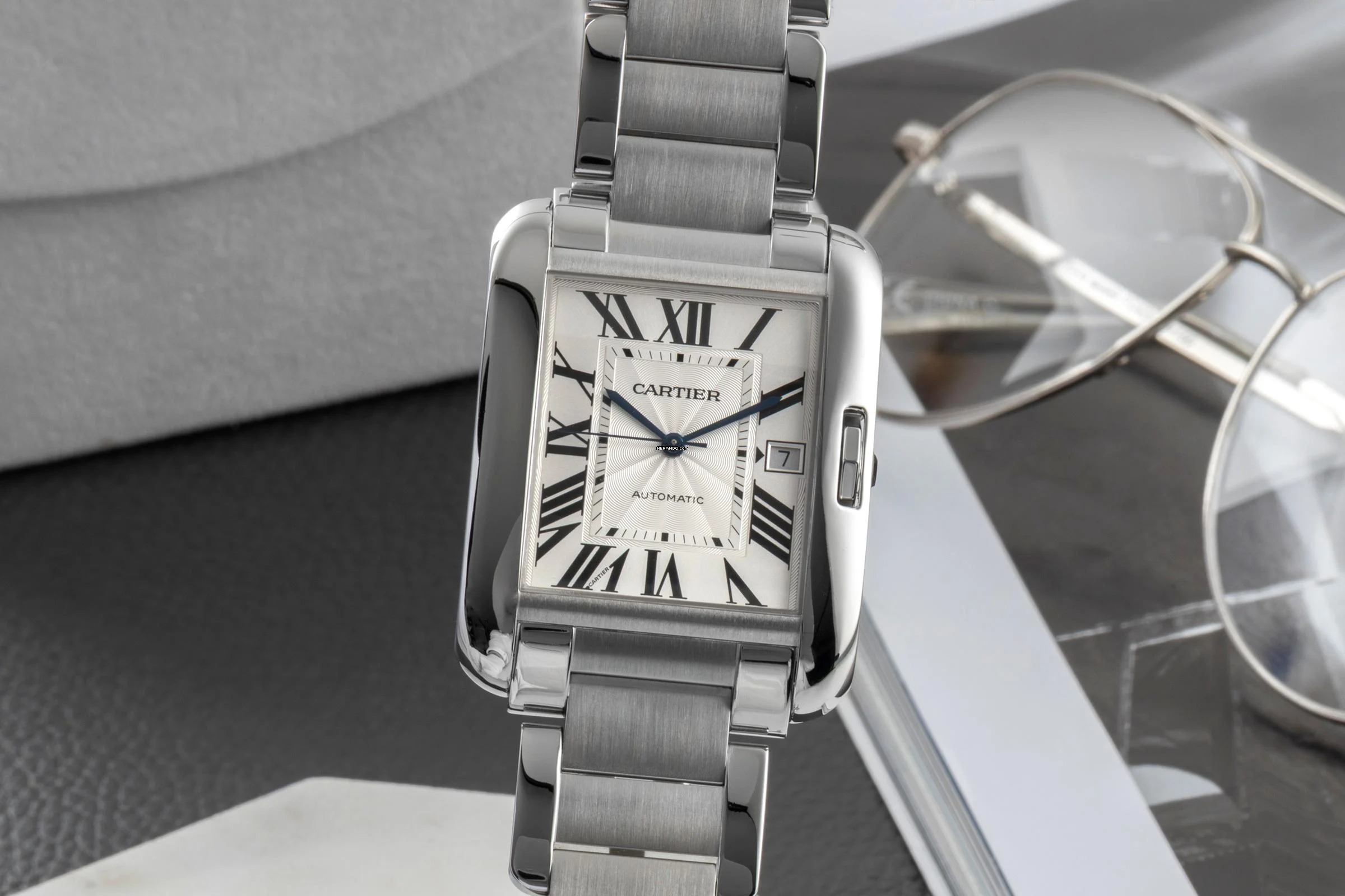 Cartier Tank Anglaise XL Stahl Automatik Herrenuhr Ref. W5310008