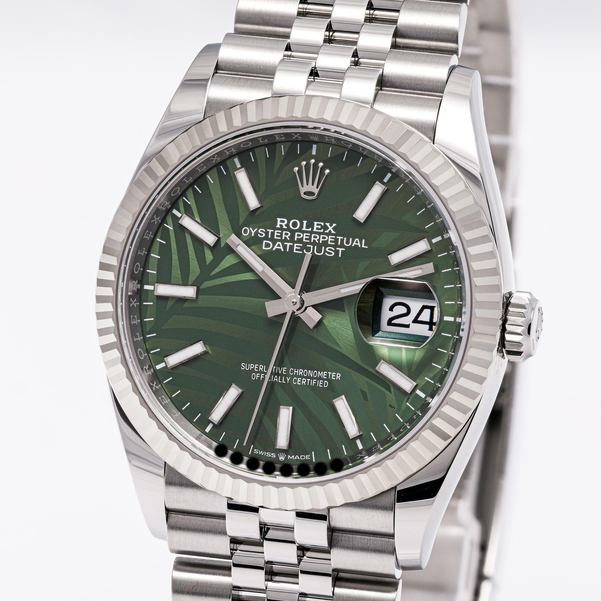 Rolex Datejust 36 Green Palm Jubilee – 126234 –NEW & Unworn – 02/2023 Full Set