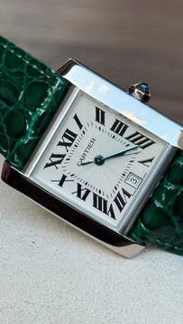 Cartier Tank Française 18k Top Condition 18kt White gold case + buckle 