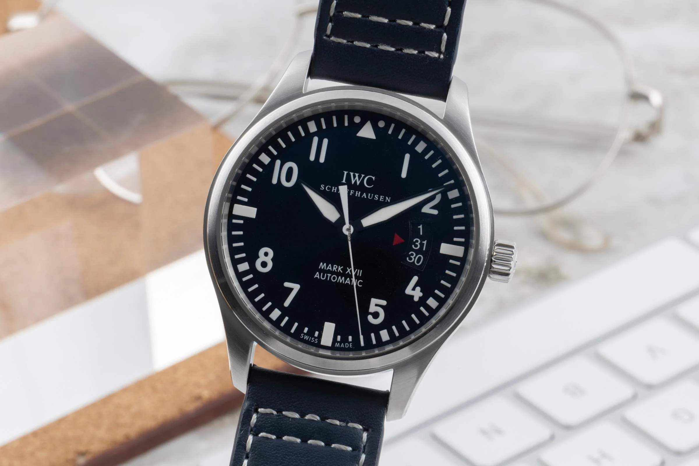 IWC Fliegeruhr Mark Schaffhausen Mark XVII Fliegeruhr Automatik Edelstahl Ref. IW326501 Papiere